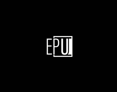 EPU Logosu ve Grafik Tasarımı, Modern ve Gösterişli Vektör Sanatı ve Simgeleri siyah arkaplanda izole edildi