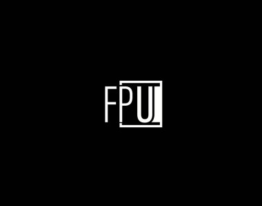 FPU Logosu ve Grafik Tasarımı, Modern ve Gösterişli Vektör Sanatı ve Simgeleri siyah arkaplanda izole edildi