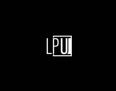 LPU Logosu ve Grafik Tasarımı, Modern ve Gösterişli Vektör Sanatı ve Simgeleri siyah arkaplanda izole edildi