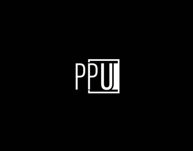 PPU Logosu ve Grafik Tasarımı, Modern ve Gösterişli Vektör Sanatı ve Simgeleri siyah arkaplanda izole edildi