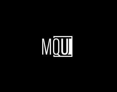MQU Logosu ve Grafik Tasarımı, Modern ve Gösterişli Vektör Sanatı ve Simgeleri siyah arkaplanda izole edildi