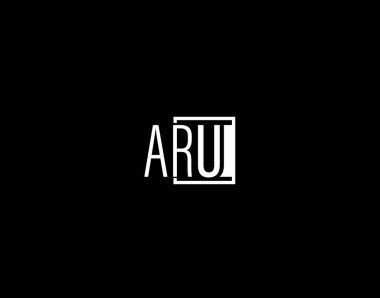 ARU Logosu ve Grafik Tasarımı, Modern ve Gösterişli Vektör Sanatı ve Simgeleri siyah arkaplanda izole edildi