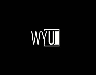 WYU Logosu ve Grafik Tasarımı, Modern ve Gösterişli Vektör Sanatı ve Simgeleri siyah arkaplanda izole edildi