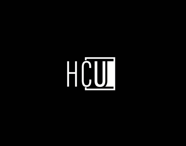 Hcuロゴとグラフィックデザイン 黒の背景に隔離された近代的かつ洗練されたベクトルアートとアイコン — ストックベクタ