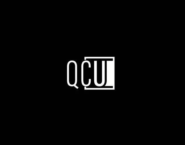 Qcu标识和图形设计 现代和Sleek矢量艺术以及在黑色背景下隔离的图标 — 图库矢量图片