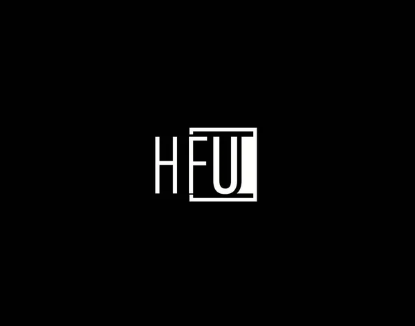 Hfuのロゴとグラフィックデザイン 黒の背景に隔離された近代的かつ洗練されたベクトルアートとアイコン — ストックベクタ