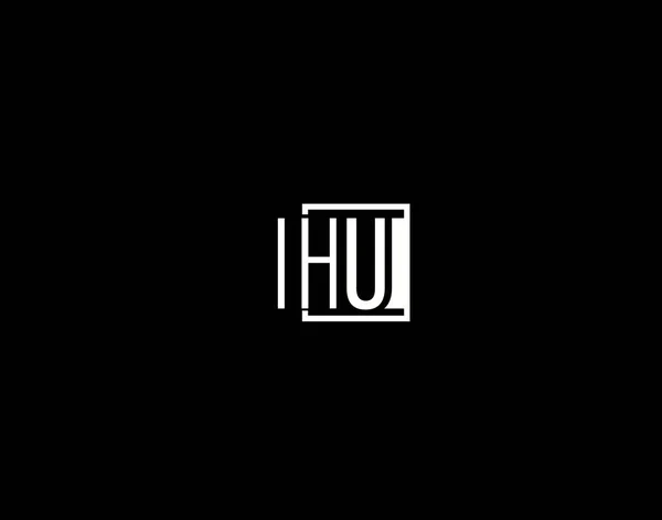 Ihuのロゴとグラフィックデザイン 黒を基調とした近現代ベクトルアートとアイコン — ストックベクタ