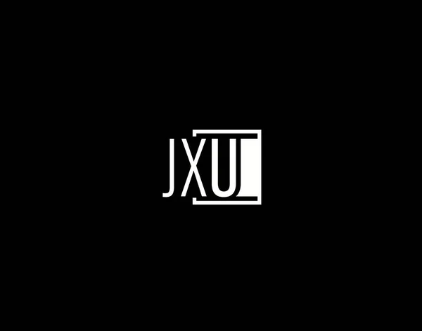 Jxuロゴ グラフィックデザイン モダン スリークベクトルアート アイコンが黒を基調に孤立 — ストックベクタ