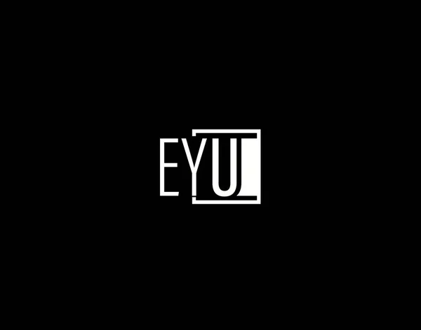 Diseño Logo Gráficos Eyu Arte Vector Moderno Elegante Iconos Aislados — Archivo Imágenes Vectoriales