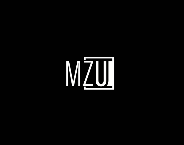 Mzu Logo Graphics Design Arte Vectorial Moderna Elegante Ícones Isolados — Vetor de Stock