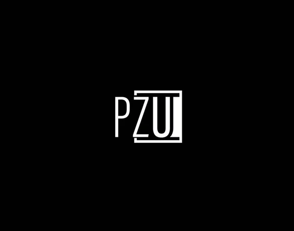 Logotipo Pzu Design Gráfico Arte Vectorial Moderna Elegante Ícones Isolados — Vetor de Stock