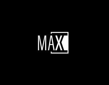 MAX Logosu ve Grafik Tasarımı, Modern ve Gösterişli Vektör Sanatı ve Simgeleri siyah arkaplanda izole edildi