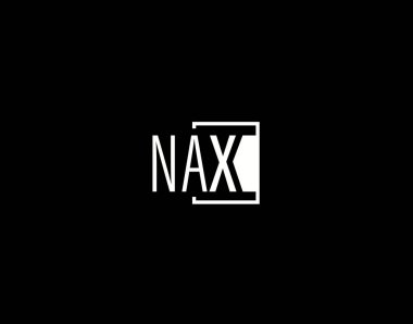 NAX Logosu ve Grafik Tasarımı, Modern ve Gösterişli Vektör Sanatı ve Simgeleri siyah arkaplanda izole edildi