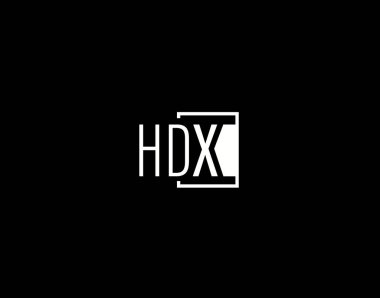 HDX Logosu ve Grafik Tasarımı, Modern ve Gösterişli Vektör Sanatı ve Simgeleri siyah arkaplanda izole edildi