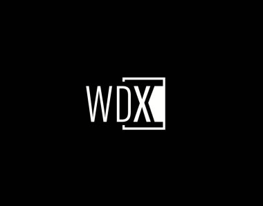 WDX Logosu ve Grafik Tasarımı, Modern ve Gösterişli Vektör Sanatı ve Simgeleri siyah arkaplanda izole edildi