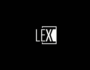 LEX Logosu ve Grafik Tasarımı, Modern ve Gösterişli Vektör Sanatı ve Simgeleri siyah arkaplanda izole edildi