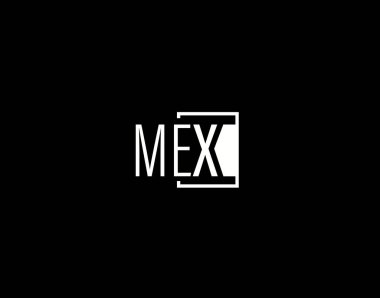 MEX Logosu ve Grafik Tasarımı, Modern ve Gösterişli Vektör Sanatı ve Simgeleri siyah arkaplanda izole edildi