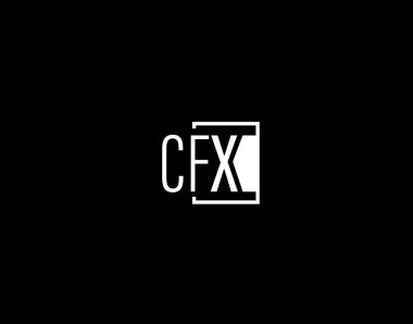 CFX Logosu ve Grafik Tasarımı, Modern ve Gösterişli Vektör Sanatı ve Simgeleri siyah arkaplanda izole edildi