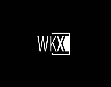 WKX Logosu ve Grafik Tasarımı, Modern ve Gösterişli Vektör Sanatı ve Simgeleri siyah arkaplanda izole edildi