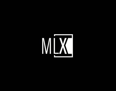 MLX Logosu ve Grafik Tasarımı, Modern ve Gösterişli Vektör Sanatı ve Simgeleri siyah arkaplanda izole edildi