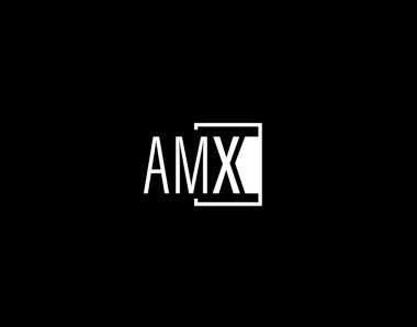 AMX Logosu ve Grafik Tasarımı, Modern ve Gösterişli Vektör Sanatı ve Simgeleri siyah arkaplanda izole edildi