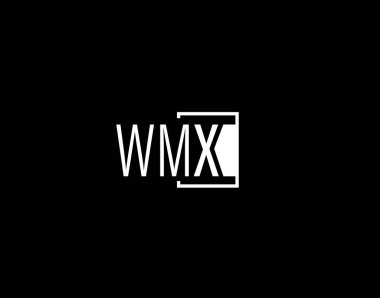 WMX Logosu ve Grafik Tasarımı, Modern ve Gösterişli Vektör Sanatı ve Simgeleri siyah arkaplanda izole edildi