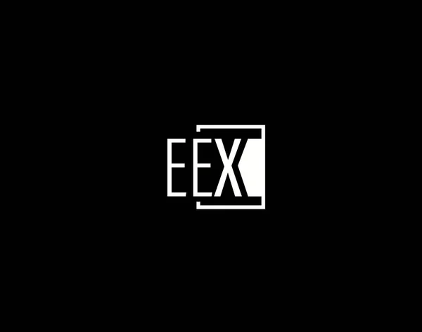 Eex标识和图形设计 现代和Sleek矢量艺术和图标隔离的黑色背景 — 图库矢量图片