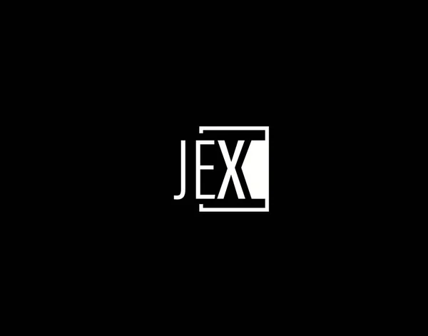 Jex标识和图形设计 现代和Sleek矢量艺术和图标隔离的黑色背景 — 图库矢量图片