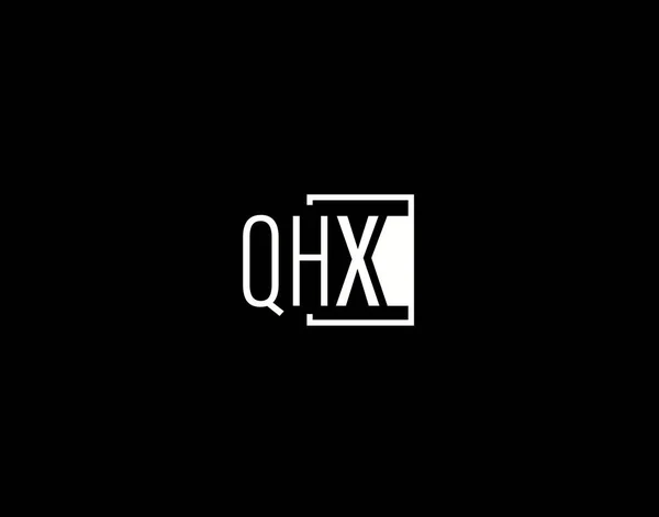 Qhx标识和图形设计 现代和Sleek矢量艺术和图标隔离的黑色背景 — 图库矢量图片