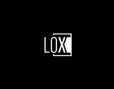 LOX Logosu ve Grafik Tasarımı, Modern ve Gösterişli Vektör Sanatı ve Simgeleri siyah arkaplanda izole edildi