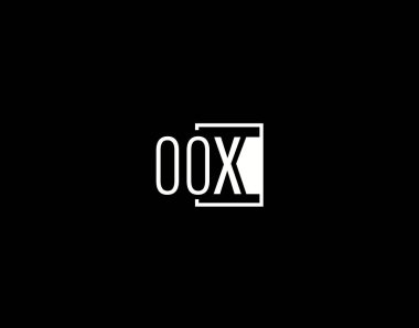 OOX Logosu ve Grafik Tasarımı, Modern ve Gösterişli Vektör Sanatı ve Simgeleri siyah arkaplanda izole edildi