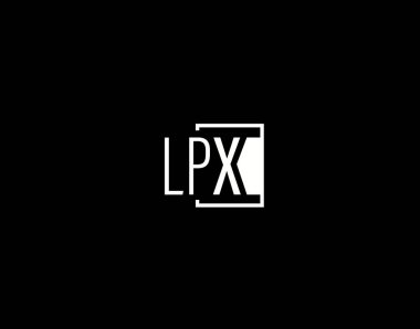 LPX Logosu ve Grafik Tasarımı, Modern ve Gösterişli Vektör Sanatı ve Simgeleri siyah arkaplanda izole edildi