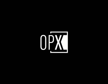 OPX Logosu ve Grafik Tasarımı, Modern ve Gösterişli Vektör Sanatı ve Simgeleri siyah arkaplanda izole edildi