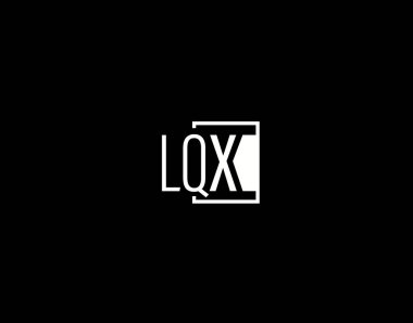 LQX Logosu ve Grafik Tasarımı, Modern ve Gösterişli Vektör Sanatı ve Simgeleri siyah arkaplanda izole edildi