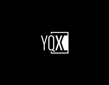 YQX Logosu ve Grafik Tasarımı, Modern ve Gösterişli Vektör Sanatı ve Simgeleri siyah arkaplanda izole edildi