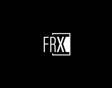 FRX Logosu ve Grafik Tasarımı, Modern ve Gösterişli Vektör Sanatı ve Simgeleri siyah arkaplanda izole edildi