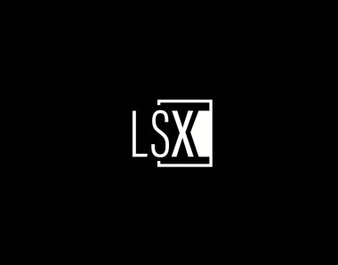 LSX Logosu ve Grafik Tasarımı, Modern ve Gösterişli Vektör Sanatı ve Simgeleri siyah arkaplanda izole edildi