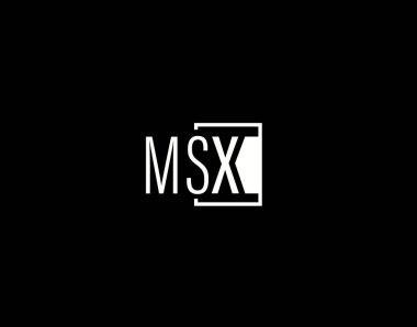 MSX Logosu ve Grafik Tasarımı, Modern ve Gösterişli Vektör Sanatı ve Simgeleri siyah arkaplanda izole edildi