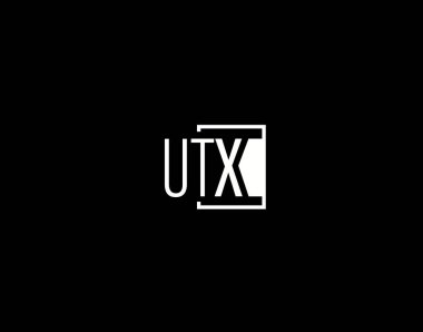 UTX Logosu ve Grafik Tasarımı, Modern ve Gösterişli Vektör Sanatı ve Simgeleri siyah arkaplanda izole edildi