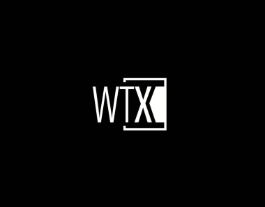 WTX Logosu ve Grafik Tasarımı, Modern ve Gösterişli Vektör Sanatı ve Simgeleri siyah arkaplanda izole edildi