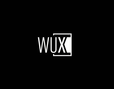 WUX Logosu ve Grafik Tasarımı, Modern ve Gösterişli Vektör Sanatı ve Simgeleri siyah arkaplanda izole edildi