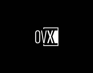 OVX Logosu ve Grafik Tasarımı, Modern ve Gösterişli Vektör Sanatı ve Simgeleri siyah arkaplanda izole edildi