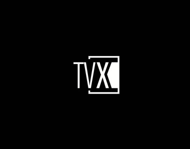 TVX Logosu ve Grafik Tasarımı, Modern ve Gösterişli Vektör Sanatı ve Simgeleri siyah arkaplanda izole edildi