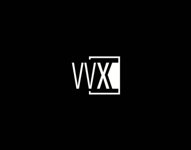 VVX Logosu ve Grafik Tasarımı, Modern ve Gösterişli Vektör Sanatı ve Simgeleri siyah arkaplanda izole edildi