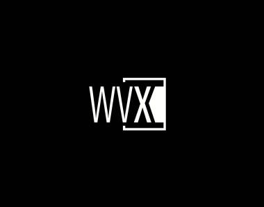 WVX Logosu ve Grafik Tasarımı, Modern ve Gösterişli Vektör Sanatı ve Simgeleri siyah arkaplanda izole edildi