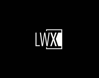 LWX Logosu ve Grafik Tasarımı, Modern ve Gösterişli Vektör Sanatı ve Simgeleri siyah arkaplanda izole edildi