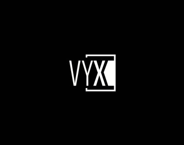 VYX Logosu ve Grafik Tasarımı, Modern ve Gösterişli Vektör Sanatı ve Simgeleri siyah arkaplanda izole edildi