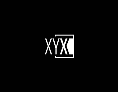 XYX Logosu ve Grafik Tasarımı, Modern ve Gösterişli Vektör Sanatı ve Simgeleri siyah arkaplanda izole edildi
