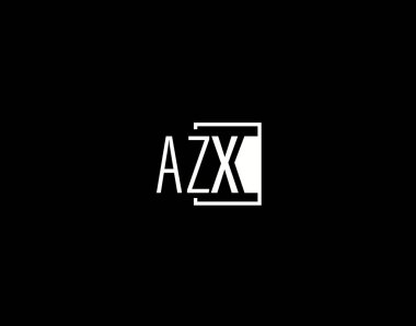 AZX Logosu ve Grafik Tasarımı, Modern ve Gösterişli Vektör Sanatı ve Simgeleri siyah arkaplanda izole edildi