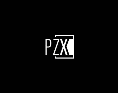 PZX Logosu ve Grafik Tasarımı, Modern ve Gösterişli Vektör Sanatı ve Simgeleri siyah arkaplanda izole edildi